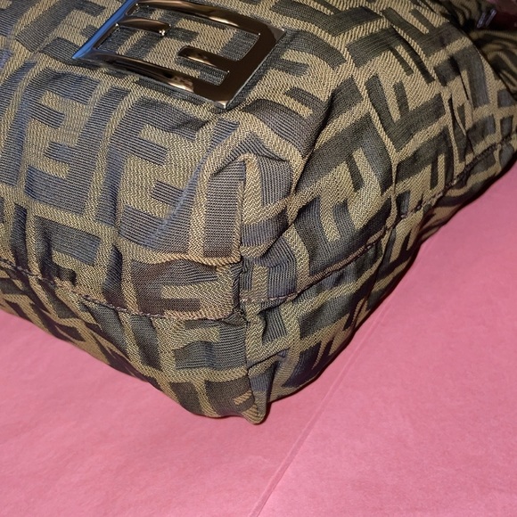 Authenticated FENDI vintage Zucca  canvas large shoulder tote w/leather straps. - Picture 10 of 15